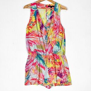 BCBG MaxAzria Thalia Romper Womens M Multi Color Abstract Print JEM9B547